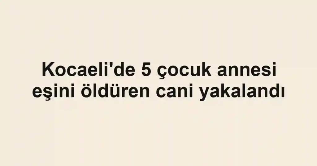 Kocaeli'de 5 çocuk annesi eşini öldüren cani yakalandı