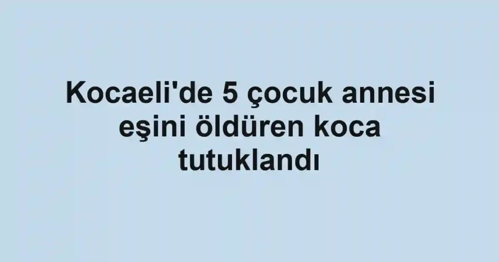 Kocaeli'de 5 çocuk annesi eşini öldüren koca tutuklandı