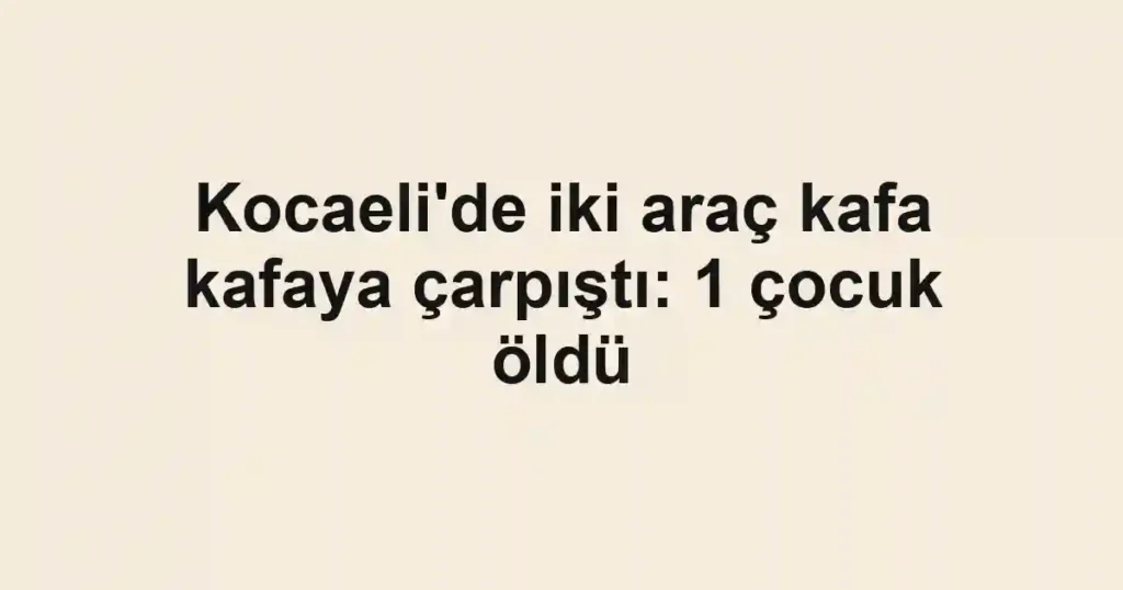 Kocaeli'de iki araç kafa kafaya çarpıştı: 1 çocuk öldü