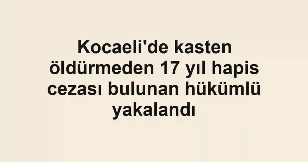 Kocaeli'de kasten öldürmeden 17 yıl hapis cezası bulunan hükümlü yakalandı