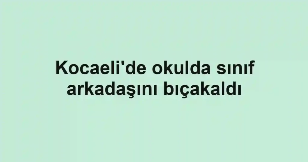 Kocaeli'de okulda sınıf arkadaşını bıçakaldı