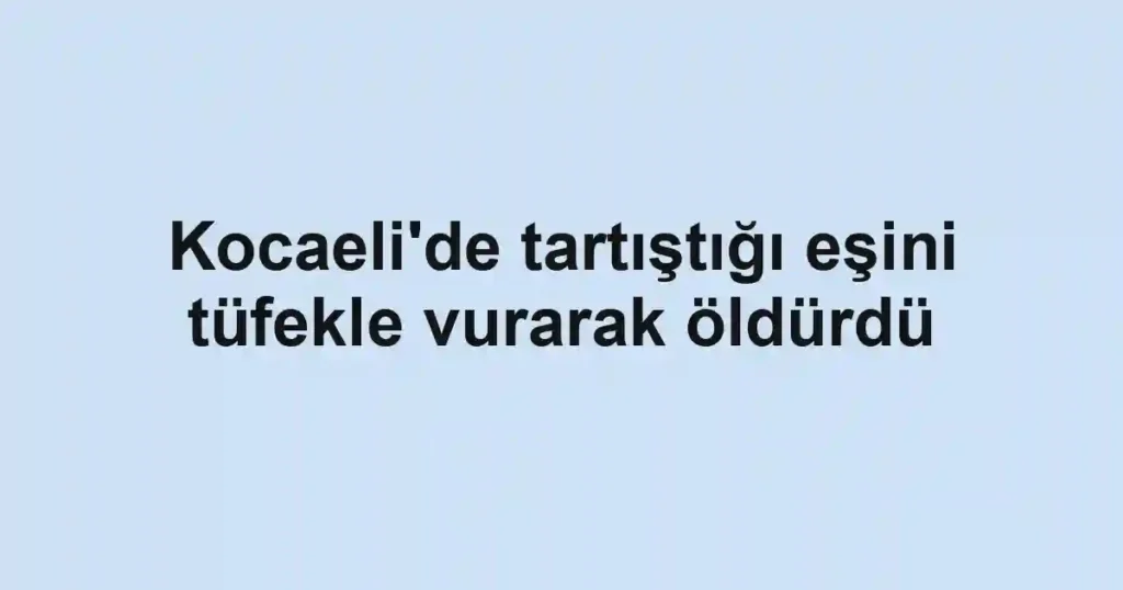 Kocaeli'de tartıştığı eşini tüfekle vurarak öldürdü