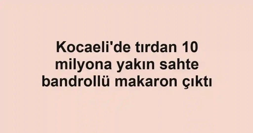 Kocaeli'de tırdan 10 milyona yakın sahte bandrollü makaron çıktı