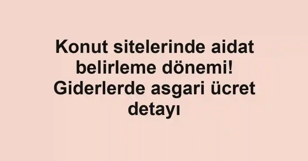 Konut sitelerinde aidat belirleme dönemi! Giderlerde asgari ücret detayı