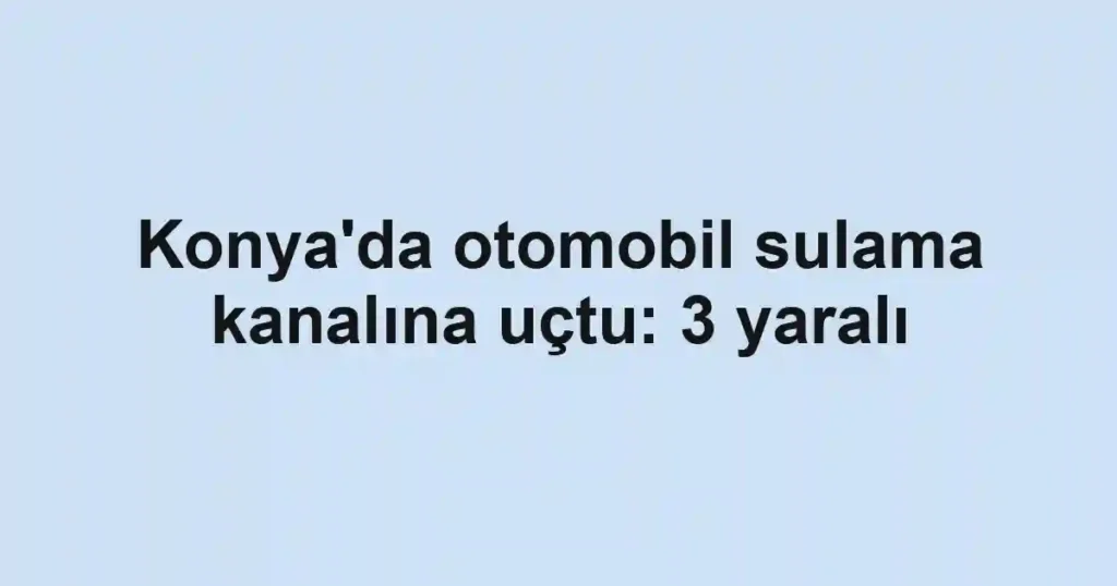 Konya'da otomobil sulama kanalına uçtu: 3 yaralı
