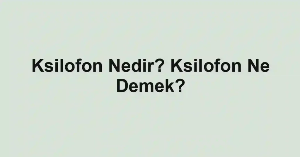 Ksilofon Nedir? Ksilofon Ne Demek?