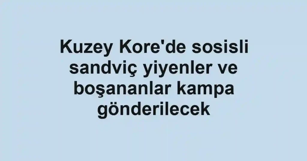 Kuzey Kore'de sosisli sandviç yiyenler ve boşananlar kampa gönderilecek