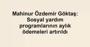 Mahinur Özdemir Göktaş: Sosyal yardım programlarının aylık ödemeleri artırıldı