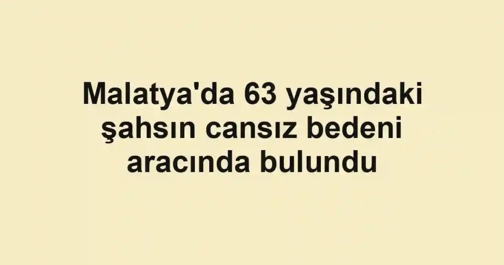 Malatya'da 63 yaşındaki şahsın cansız bedeni aracında bulundu
