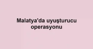 Malatya'da uyuşturucu operasyonu