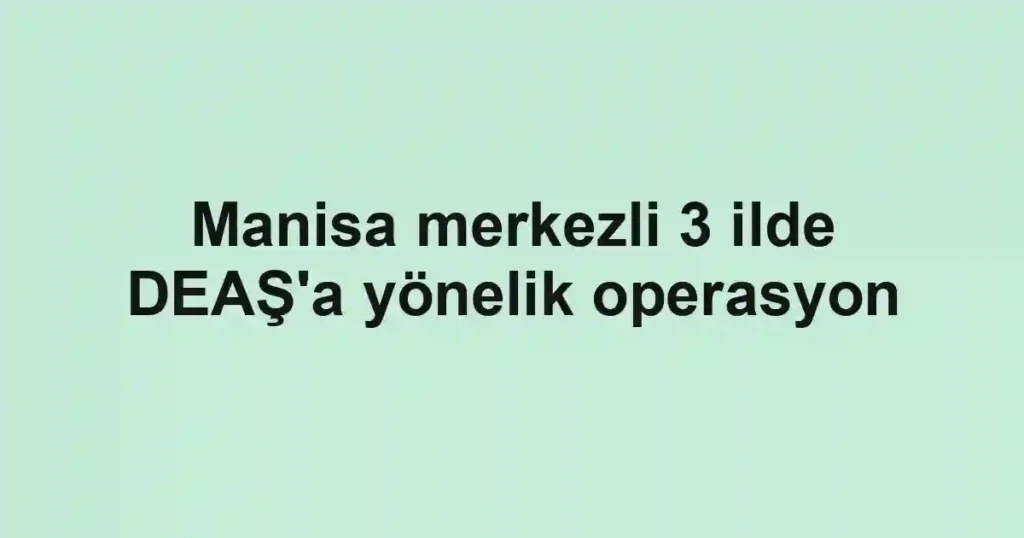 Manisa merkezli 3 ilde DEAŞ'a yönelik operasyon