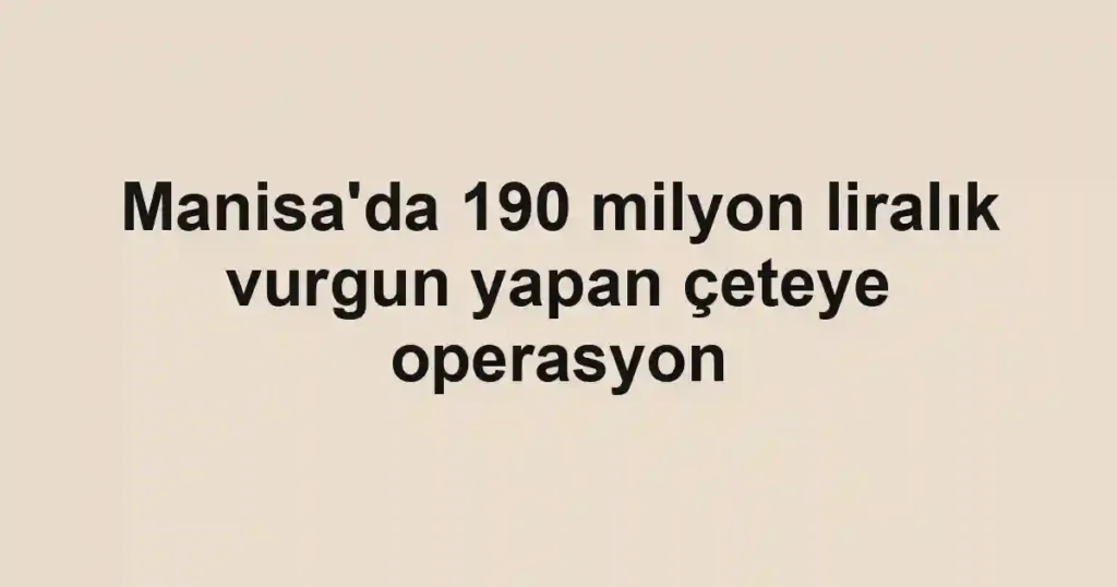 Manisa'da 190 milyon liralık vurgun yapan çeteye operasyon