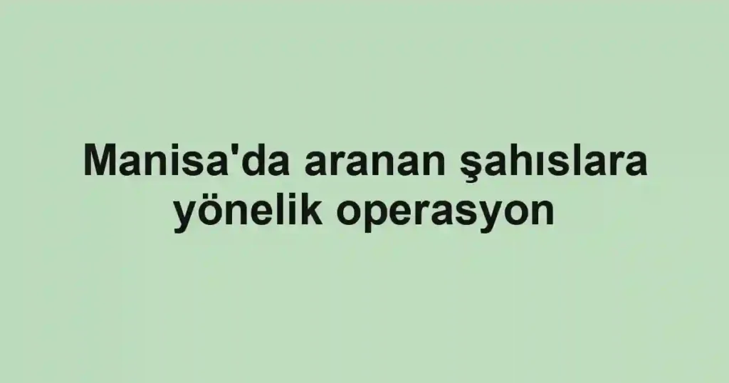 Manisa'da aranan şahıslara yönelik operasyon