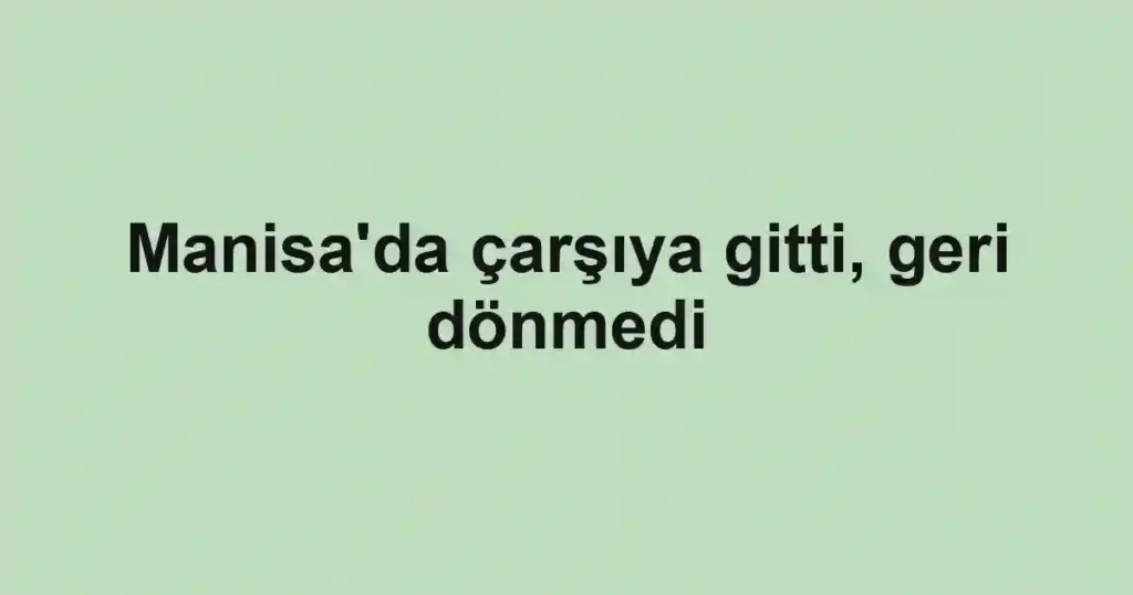 Manisa'da çarşıya gitti, geri dönmedi