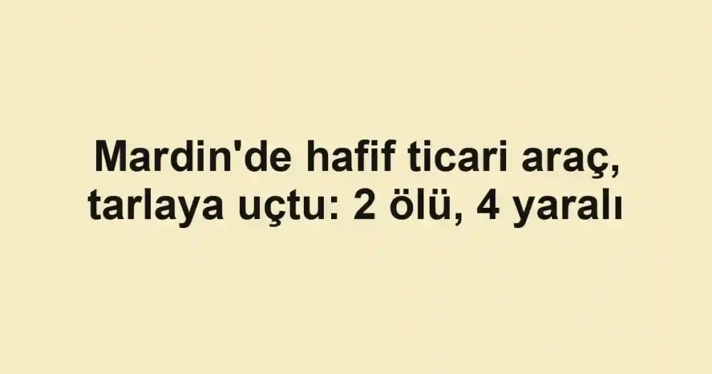 Mardin'de hafif ticari araç, tarlaya uçtu: 2 ölü, 4 yaralı