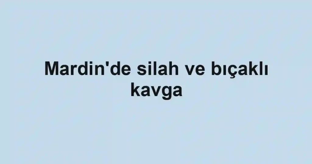 Mardin'de silah ve bıçaklı kavga