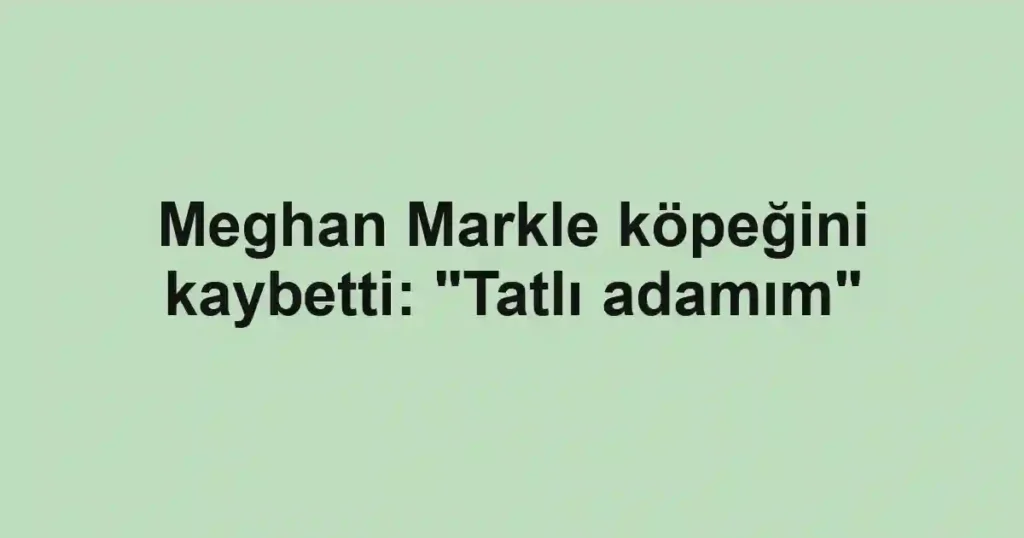 Meghan Markle köpeğini kaybetti: "Tatlı adamım"