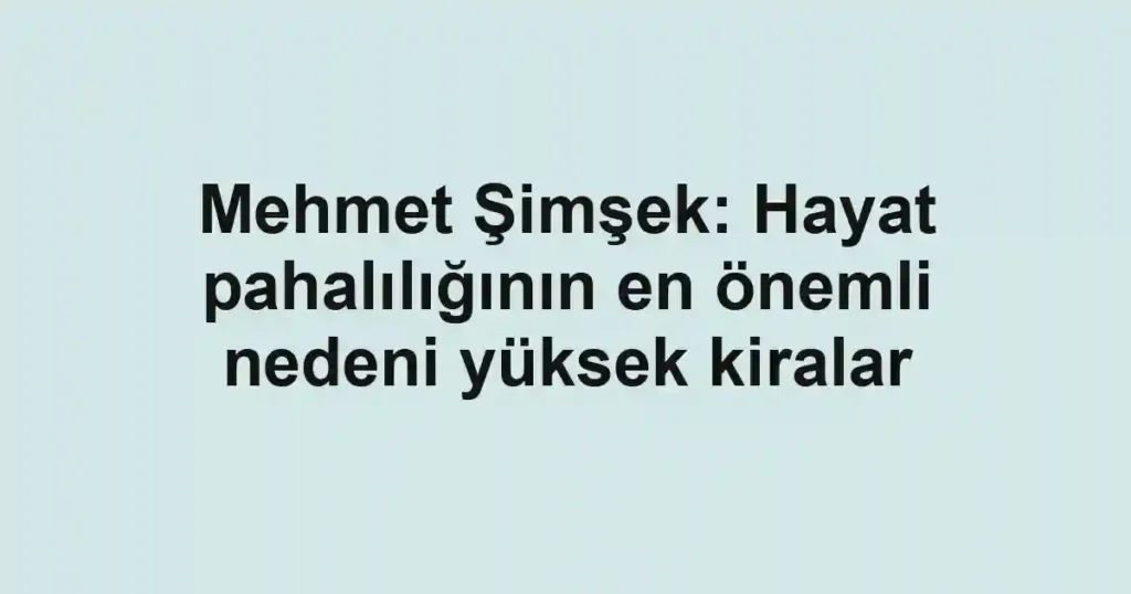 Mehmet Şimşek: Hayat pahalılığının en önemli nedeni yüksek kiralar
