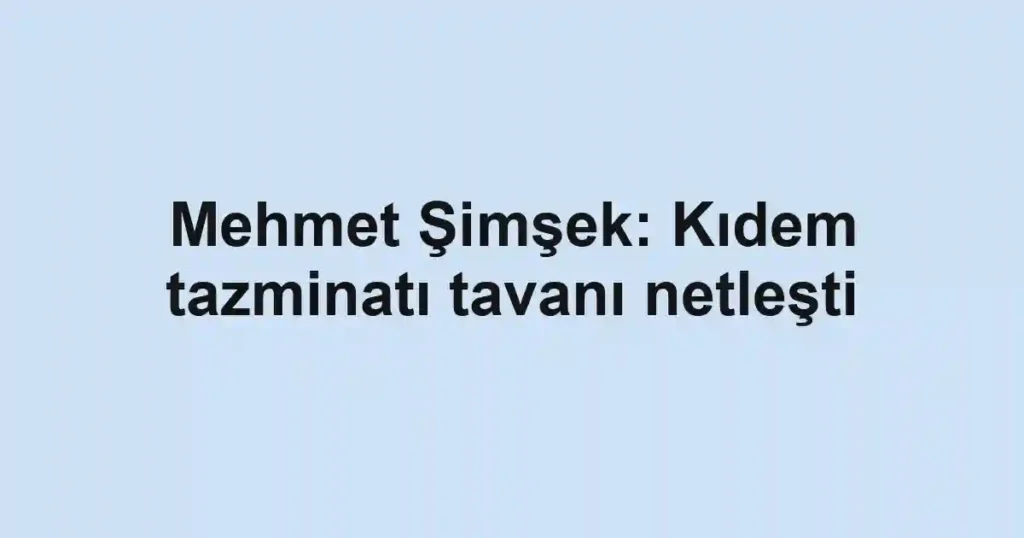 Mehmet Şimşek: Kıdem tazminatı tavanı netleşti