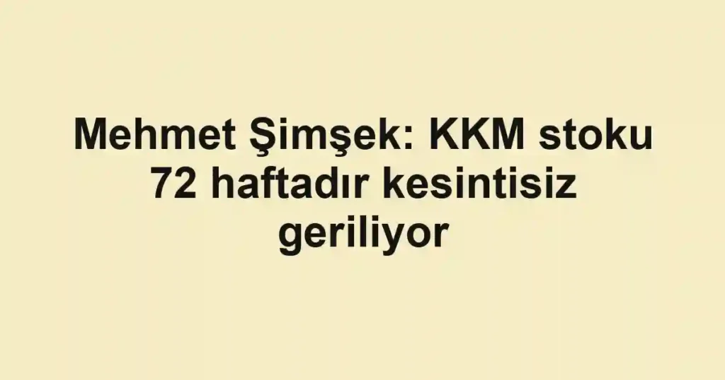 Mehmet Şimşek: KKM stoku 72 haftadır kesintisiz geriliyor