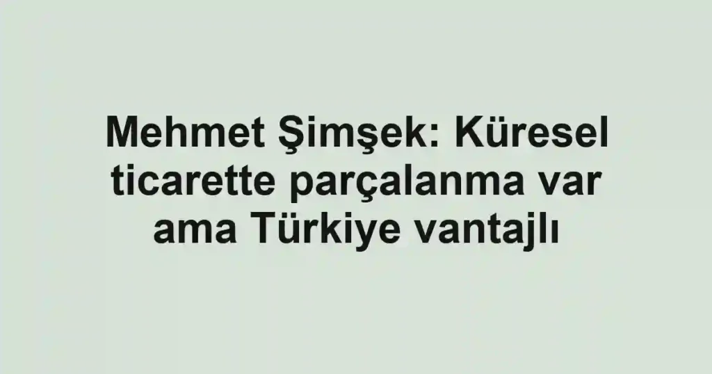 Mehmet Şimşek: Küresel ticarette parçalanma var ama Türkiye vantajlı