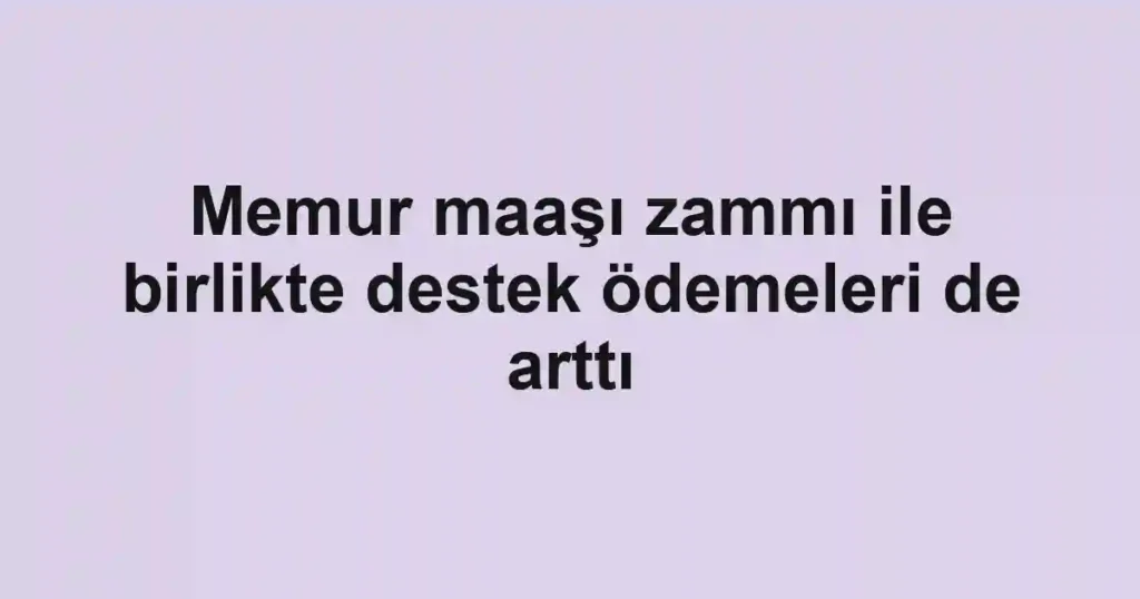 Memur maaşı zammı ile birlikte destek ödemeleri de arttı