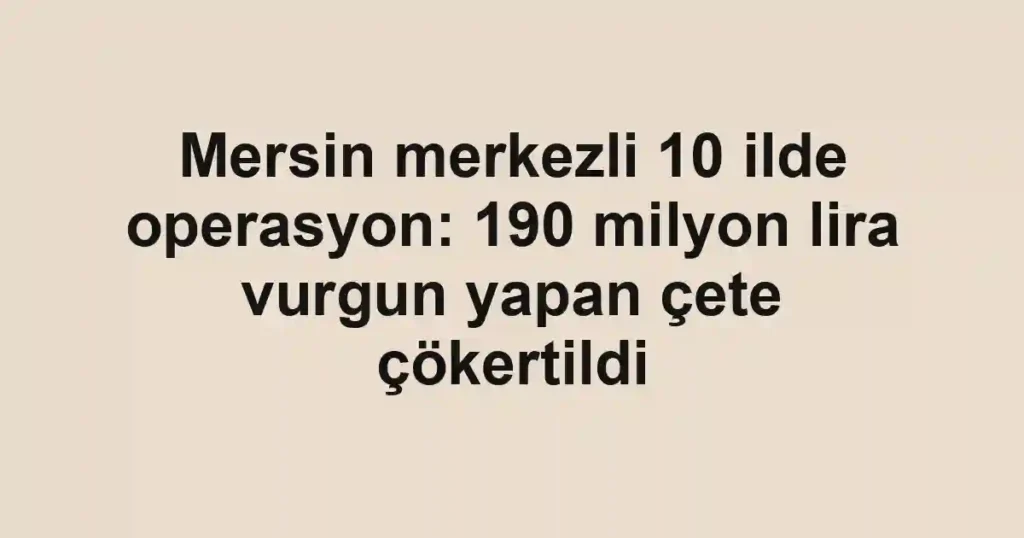 Mersin merkezli 10 ilde operasyon: 190 milyon lira vurgun yapan çete çökertildi