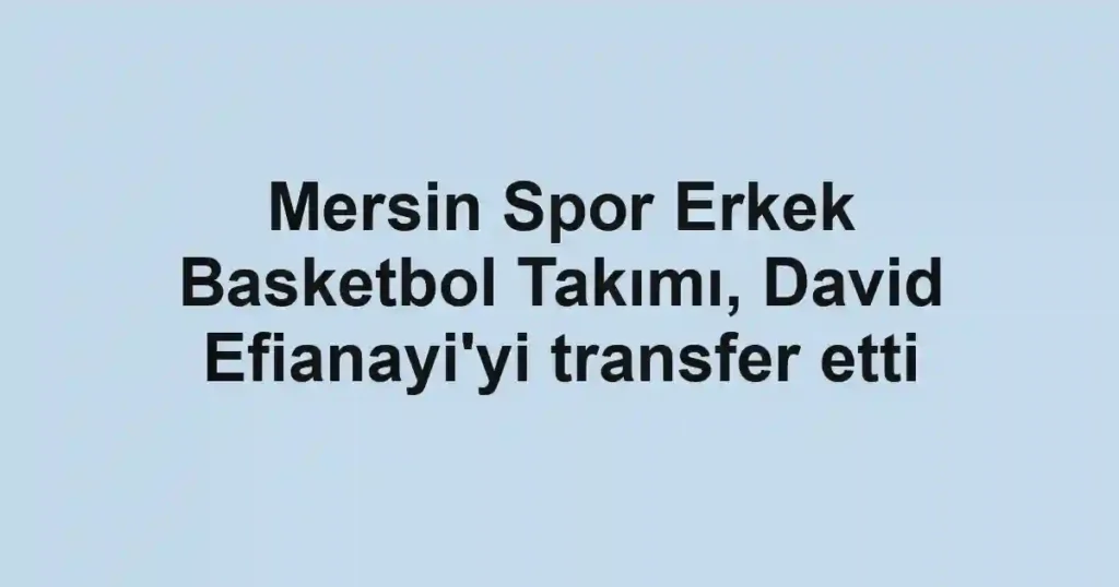 Mersin Spor Erkek Basketbol Takımı, David Efianayi'yi transfer etti