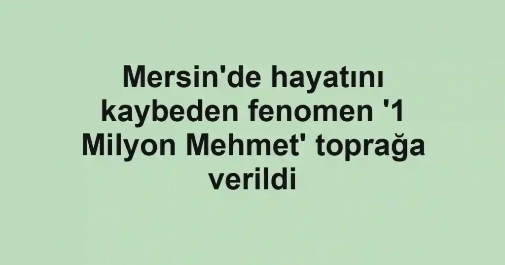 Mersin'de hayatını kaybeden fenomen '1 Milyon Mehmet' toprağa verildi