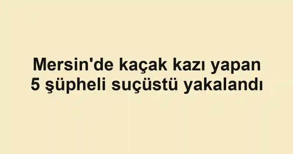 Mersin'de kaçak kazı yapan 5 şüpheli suçüstü yakalandı