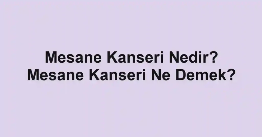 Mesane Kanseri Nedir? Mesane Kanseri Ne Demek?