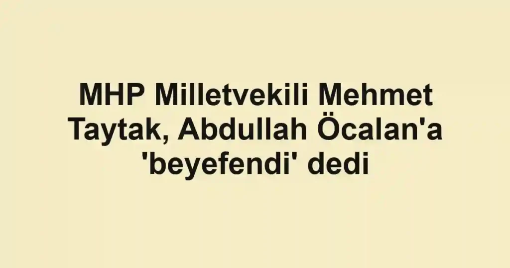 MHP Milletvekili Mehmet Taytak, Abdullah Öcalan'a 'beyefendi' dedi