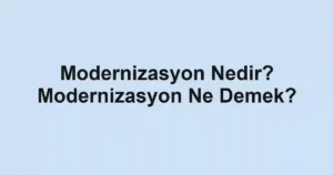 Modernizasyon Nedir? Modernizasyon Ne Demek?