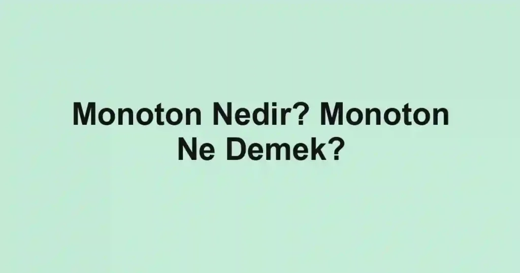 Monoton Nedir? Monoton Ne Demek?