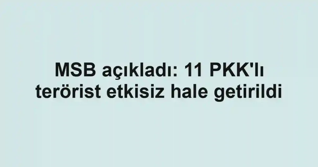 MSB açıkladı: 11 PKK'lı terörist etkisiz hale getirildi