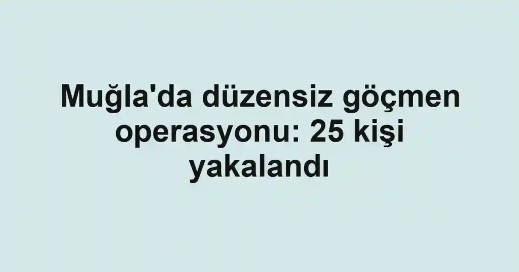Muğla'da düzensiz göçmen operasyonu: 25 kişi yakalandı
