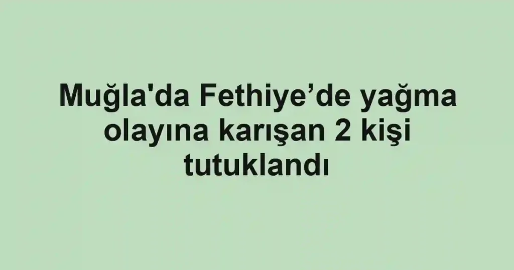 Muğla'da Fethiye’de yağma olayına karışan 2 kişi tutuklandı