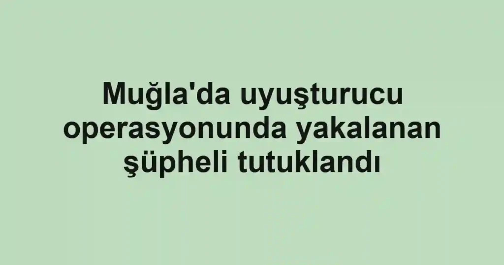 Muğla'da uyuşturucu operasyonunda yakalanan şüpheli tutuklandı