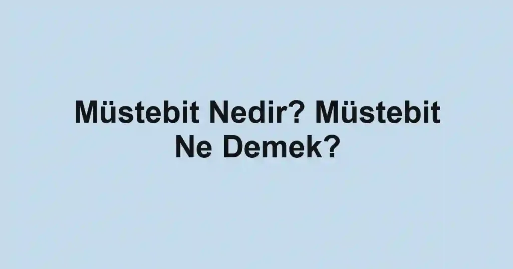Müstebit Nedir? Müstebit Ne Demek?