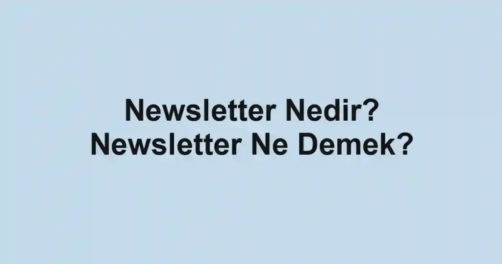 Newsletter Nedir? Newsletter Ne Demek?