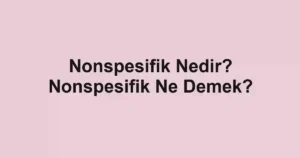 Nonspesifik Nedir? Nonspesifik Ne Demek?