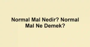 Normal Mal Nedir? Normal Mal Ne Demek?