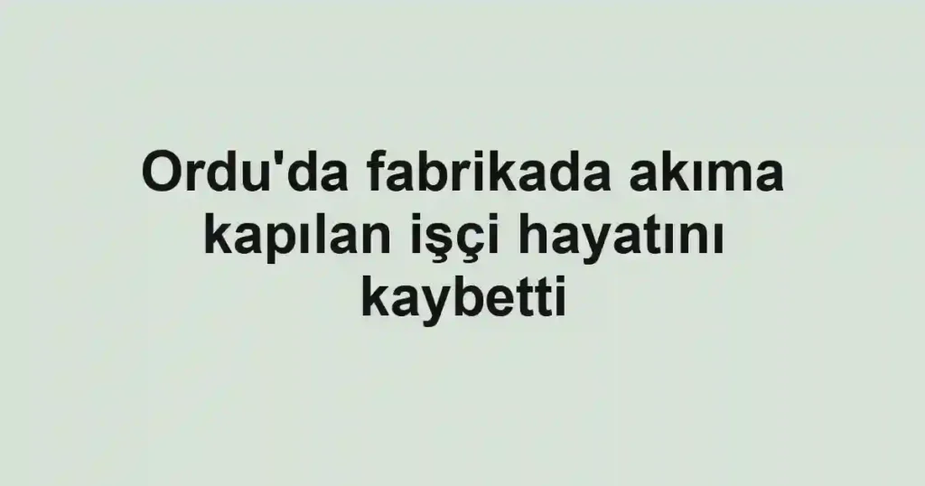 Ordu'da fabrikada akıma kapılan işçi hayatını kaybetti