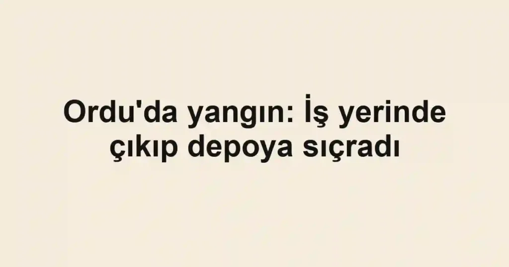 Ordu'da yangın: İş yerinde çıkıp depoya sıçradı