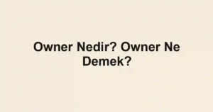 Owner Nedir? Owner Ne Demek?
