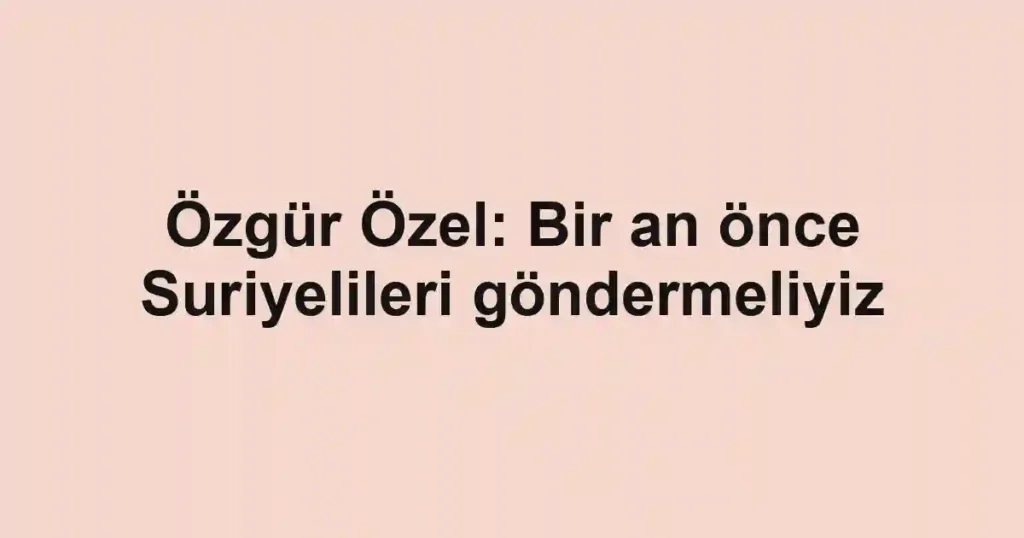 Özgür Özel: Bir an önce Suriyelileri göndermeliyiz