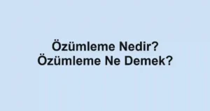 Özümleme Nedir? Özümleme Ne Demek?