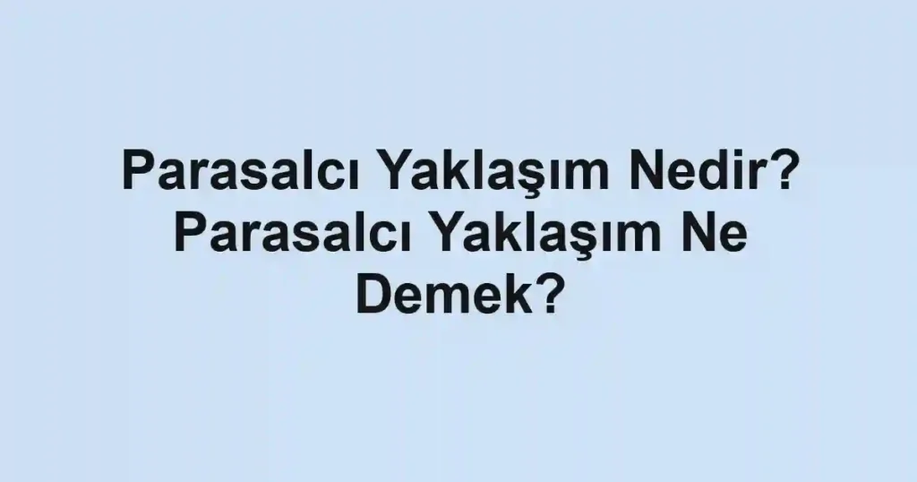 Parasalcı Yaklaşım Nedir? Parasalcı Yaklaşım Ne Demek?