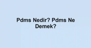 Pdms Nedir? Pdms Ne Demek?
