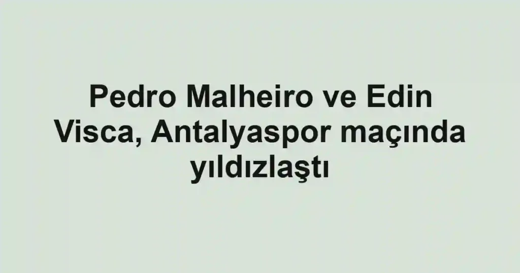 Pedro Malheiro ve Edin Visca, Antalyaspor maçında yıldızlaştı